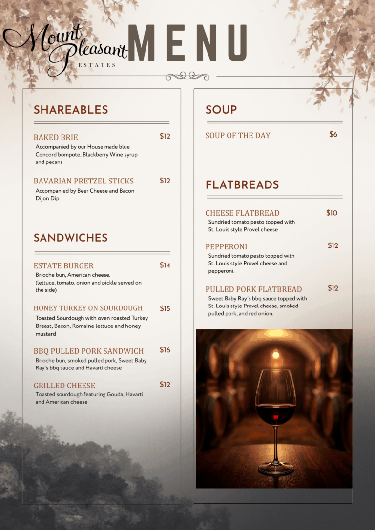 Mount Pleasant Appellation Café winter menu 2025-2026
